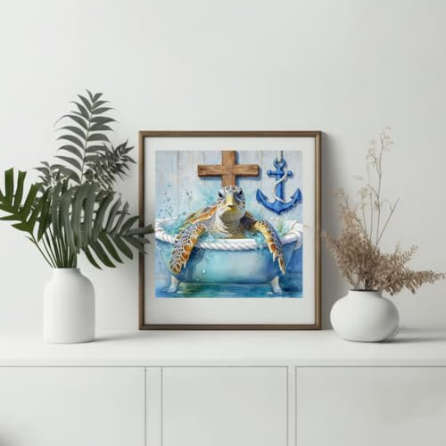 hill froeistung Turtle Diamond Art Painting Kits for Adults | Bathtub Diamond Art for Beginners, 5D DIY Full Drill Round Gem Art Craft Home Wall Decor Gift 12x12 inch,Animal