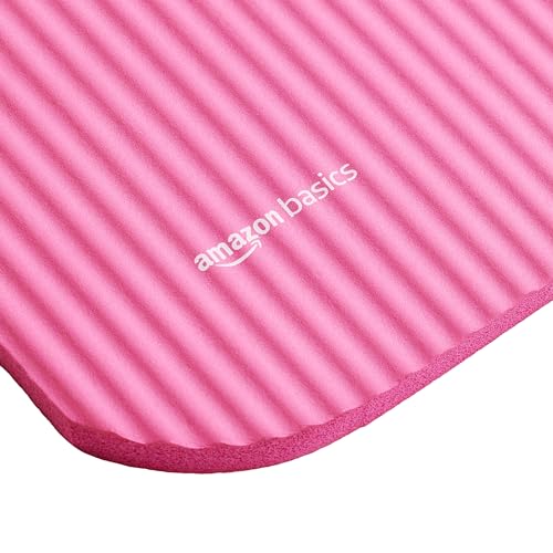 Amazon Basics Extra Thick Exercise Yoga Mat with Carrying Strap - color: Pink, style: 1/2 Inch