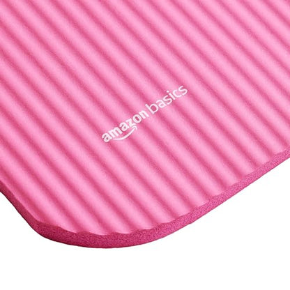 Amazon Basics Extra Thick Exercise Yoga Mat with Carrying Strap - color: Pink, style: 1/2 Inch