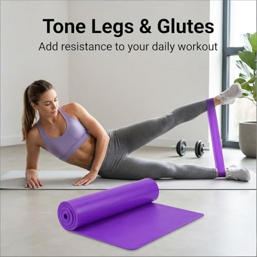 Resistance Band Portable Elastic Fitness Stretch Band for Yoga, Pilates, Home Strength Training and Athletic Tension Exercises - color: Purple