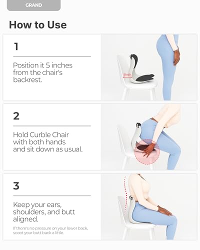 curble Grand– Extra Wide Ergonomic Seat Support, Sit Straighter Without Effort, Passive Posture Trainer for Office, Home & Car (Black) - color: Black
