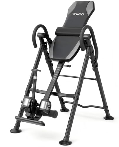 YOLEO Gravity Inversion Table for Back Pain Relief 2026 New Inversion Table | w/Lumbar Support, Easy to Assemble, Back Stretcher Machine 300 lbs - color: Grey