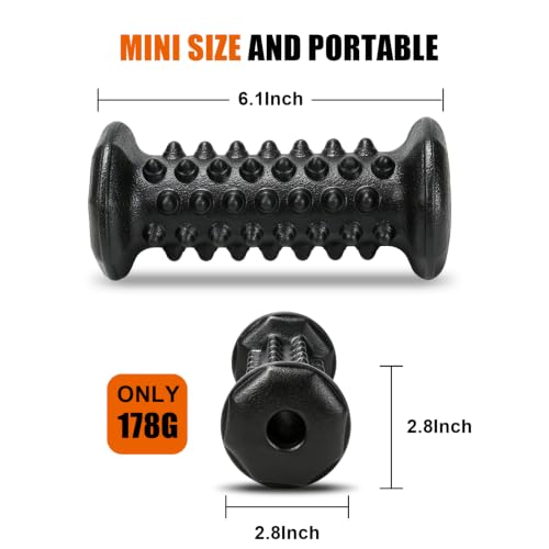 Foot Massager Roller for Plantar Fasciitis, Arch Heel Pain Relief | Portable reflexology Deep tissue massage tool for feet and calf, travel, home and office use - color: Black