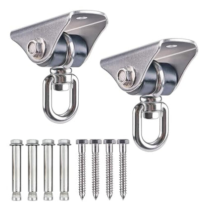 2 Pack 360° Swivel Silent Swing Hanger 1000 LB Capacity Hanging Chair Mount Stainless Steel Ceiling Swing Hardware Mount for Hammock Chair, Porch Swing, Yoga Swing, Heavy Bag, Aerial Silks - color: 2pcs 360° Silent Swing Hanger