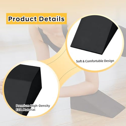 Squat Wedge Block Yoga Wedge Blocks 2 Pack, Yoga Foam Wedges Exercise Foot Wedges Block for Workout Heel Elevated Calf Stretcher Gymnastic(Black)
