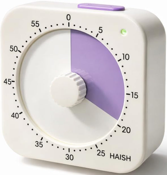 60 Minute Visual Timer for Kids - Premium Countdown Timer with Magnetic Back & Pause Function, Silent Operation for Classroom Teaching Home, Time Management Tool(Batteries Included) (Purple) - color: Purple