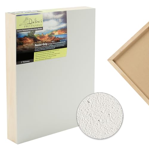 Da Vinci Pro Resist-Grip Coarse Textured Gesso Board, 6x6-6 Pack, 2" Depth Art Boards for Painting, White Acrylic Polymer with Quartz Sand, Warp-Resistant Cradled and Sealed MDF Panel - size: 6x6" - 6 Pack
