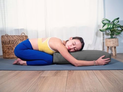 Pranayama Yoga Bolster Meditation Pillow - color: Grey, size: Rectangular 26" x 8" x 5"