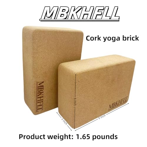 Cork Yoga Blocks, Natural Cork, High Density with Non Slip Surface, Eco-Friendly Accessories for Women, Ideal for Yoga, Pilates, Stretching… - color: Cork 2 Pack
