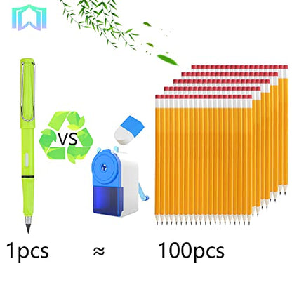 6 Sets Everlasting Pencil, Infinity Pencils, NO-Sharpening Pen for Writing Drawing Students Sustainable Pencil for Home Office School (6 Pencils + 6 Erasers + 8 Replaceable Nibs) - color: Classic