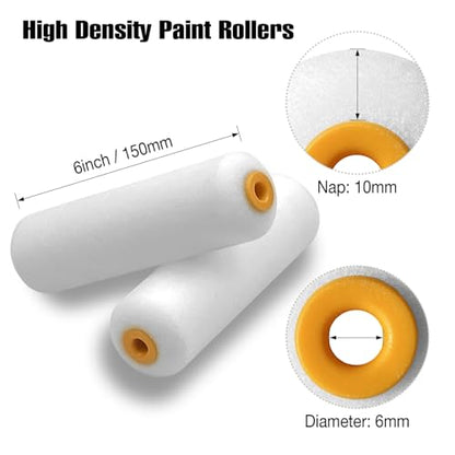 King Origin Foam Paint Roller, 10 Pack, 6 Inch High Density Roller | Foam Paint Roller Covers for Smooth Paint Application, No Lint Shedding on Walls, House - size: 10 PCS, 6"
