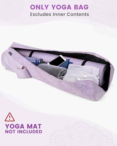 Gonex Yoga Mat Bag, Full-Zip Mat Carrier | 600D Oxford Fabric, Wet Pocket, Front Zip Pocket, Adjustable Strap, Fits Mats up to 26" - color: Soft Lavender