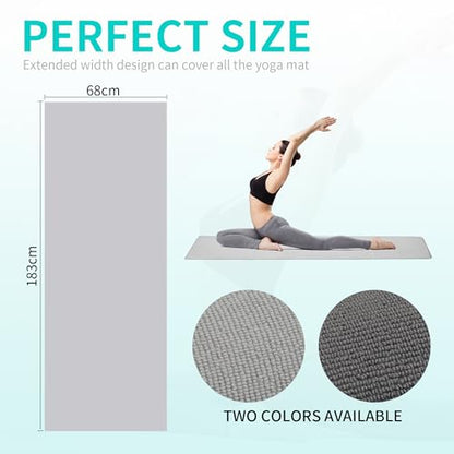2 Pack Yoga Mat Towels with Grip Dot,Anti-Slip Hot Yoga Towel,Absorbent Microfiber Sweat Mat Cover Towel,Bikram Pilates Fitness