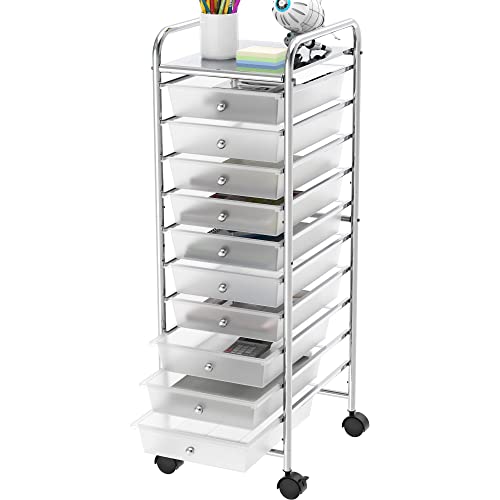 Simple Houseware 10 Drawers Rolling Utility Cart Organizer, Chrome - color: Chrome, size: 10 Drawers