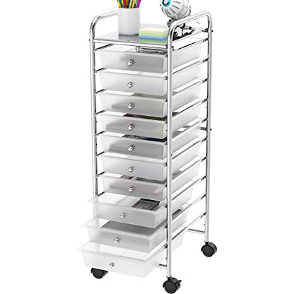 Simple Houseware 10 Drawers Rolling Utility Cart Organizer, Chrome - color: Chrome, size: 10 Drawers