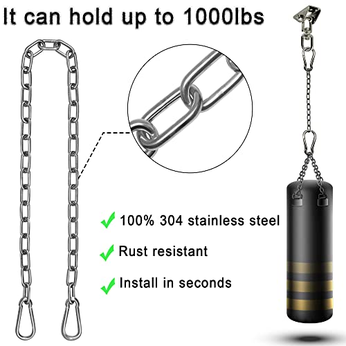 Hammock Hanging Kit with Swing Chain 39inch, 1000lbs Capacity Hanging Hooks Heavy Duty 360° Swivel for Yoga, Chair, Tree, Indoor & Outdoor Gym
