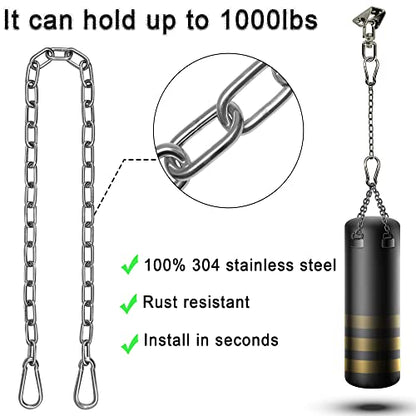 Hammock Hanging Kit with Swing Chain 39inch, 1000lbs Capacity Hanging Hooks Heavy Duty 360° Swivel for Yoga, Chair, Tree, Indoor & Outdoor Gym