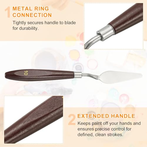 HARFINGTON Palette Knife Painting Tool 2.44 x 0.87 Stainless Steel Art Spatula Pallet Knives Scrapers Tools with Beech Wood Handle for Acrylic Oil Canvas Mixing Spreading, Red/Silver - size: 2.44" x 0.87"