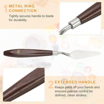 HARFINGTON Palette Knife Painting Tool 2.44 x 0.87 Stainless Steel Art Spatula Pallet Knives Scrapers Tools with Beech Wood Handle for Acrylic Oil Canvas Mixing Spreading, Red/Silver - size: 2.44" x 0.87"