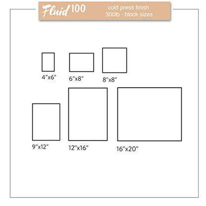 Fluid 100 Watercolor Paper Block, 12 x 16 inches, 10 Sheets, 300 lb (640 GSM) 100% Cotton Cold Press Pad for Artist Painting and Wet Media - size: 12 x 16 (300 lb)