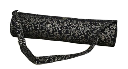 ICC Black Gold Mandala Full-Zip Exercise Yoga Mat Carry Bag Gym Beach Pilates Carrier Bags Hippie Mandala Indian Cotton Bag - style: Black Gold Block