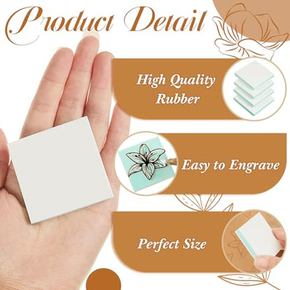 Frienda 24 Pcs 2" x 2" Rubber Carving Block Printmaking Stamp, White Green | Easy to Carve, for Printmaking, Stamp Making, DIY Crafting, Scrapbook, Painting, Soft Linoleum for Beginners, Professionals - color: White Green