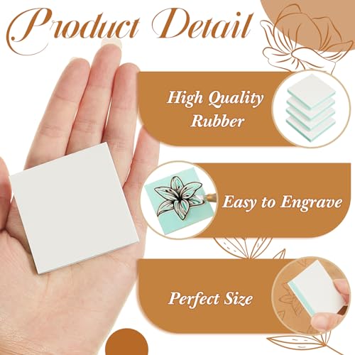 Frienda 24 Pcs 2" x 2" Rubber Carving Block Printmaking Stamp, White Green | Easy to Carve, for Printmaking, Stamp Making, DIY Crafting, Scrapbook, Painting, Soft Linoleum for Beginners, Professionals - color: White Green