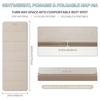 ILILI Foldable Yoga Mat 71 * 24 * 0.3 Inch - color: Beige