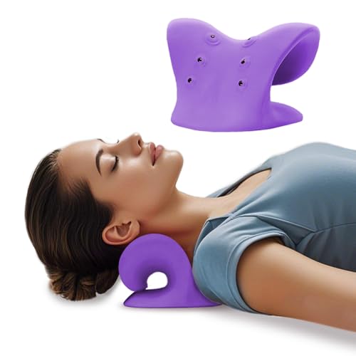 통증 완화를 위한 마그네틱 테라피 지압이 있는 목 스트레처, 목 및 어깨 이완, 척추 지압 베개, 목 곡선 복원, 퍼플 - color: 퍼플.