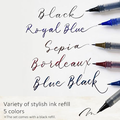 Kuretake ZIG Letter Pen COCOIRO, Body with Black Ink Refill Set, Flexible Extra Fine Brush Tip, Refillable marking Pen for Calligraphy, Hand Lettering, Made in Japan (FOG GRAY, Black) - color: FOG GRAY