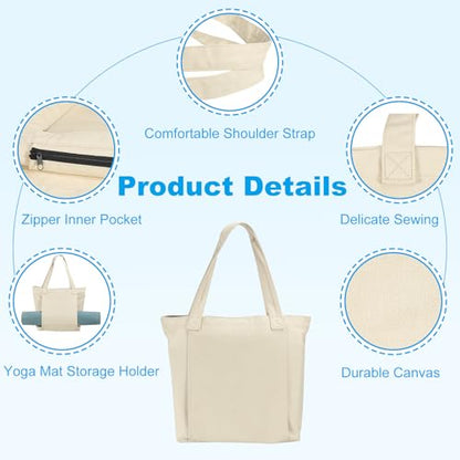 PATIKIL Yoga Mat Bags, Yoga Tote Carrier Shoulder Bag with Mat Pocket Carryall Canvas Tote Yoga Gym Bags - color: Khaki