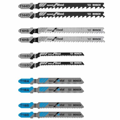 Bosch T5002A 10 pc. T-Shank Jig Saw Blade Set for Wood and Metal - size: 10 pack