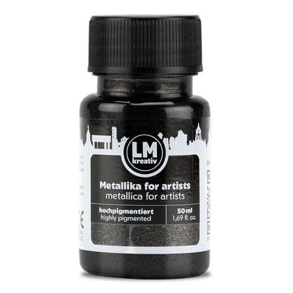 Metallic Acrylic Paint 1.69 fl oz - Black - Premium Metallic Paint for Artists and Crafters. High Coverage, Lightfast & Durable. Ideal for Canvas, Wood, Ceramic & More - color: Black