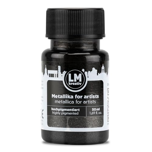 Metallic Acrylic Paint 1.69 fl oz - Black - Premium Metallic Paint for Artists and Crafters. High Coverage, Lightfast & Durable. Ideal for Canvas, Wood, Ceramic & More - color: Black