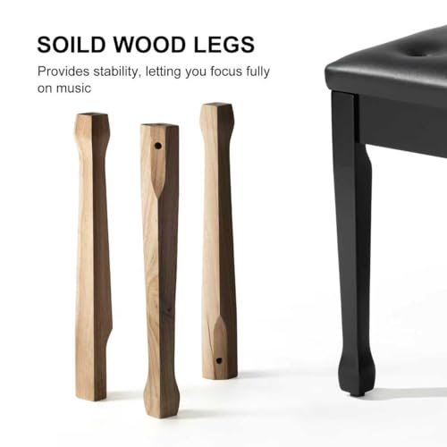 Wooden Piano Bench with Storage, Piano Stool with Waterproof Padded Cushion, Bench Seat for Vanity, Living Room, Bedroom (Black) - color: Single-black