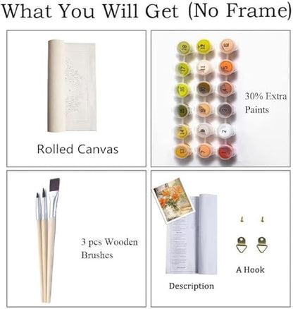 ZRIZQ Paint by Numbers Kit for Adults Beginner,Flower 16x20 | Full set with wooden brushes,rolled canvas,rich paints.Calming activity.Beginner friendly.Just open and paint. - color: 16"X20"Rolled Canvas-Flowers 10