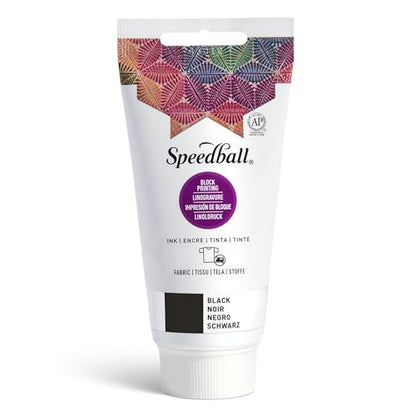 Speedball Fabric Block Printing Ink, 2.5 oz, Black, Non-Toxic Water-Miscible, No Heat Setting Required, Made in USA - color: Black, size: 2.5 fl oz