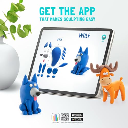 HEY CLAY Forest Animals - Claymate Fox - Air Dry Clay Kit 3 cans and Sculpting Tools with Fun Interactive Instructions App - color: Fox