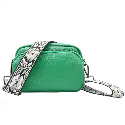 1.5" Wide Purse Strap Adjustable Replacement Gunmetal Hardware Long Crossbody Bag Strap for Thick Shoulder Bags Canvas Handbags Straps - color: Gunmetal Hardware-Green