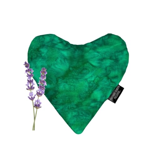 Mother Earth Pillows Small Heart-Shaped Flax Pillow for Natural Pain Relief, Warm or Cold Therapy, Herbal Aromatherapy Pillow (Green Print - Soothe Herbal Blend) - color: Green Print - Soothe Herbal Blend