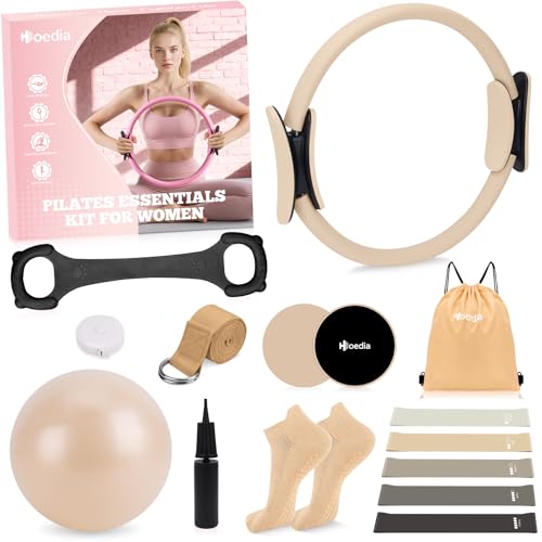 Hoedia Pilates Kit for Women, Pilates Equipment Ring and Ball Set - color: Nude