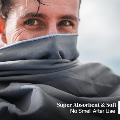 Microfiber Travel Towel - Ultra Absorbent, Quick Dry Towel, Lightweight & Compact, Perfect for Camping, Hiking, Gym, Swimming (60x120cm, 200gsm, Black) - Made from Recycled Plastic Bottles