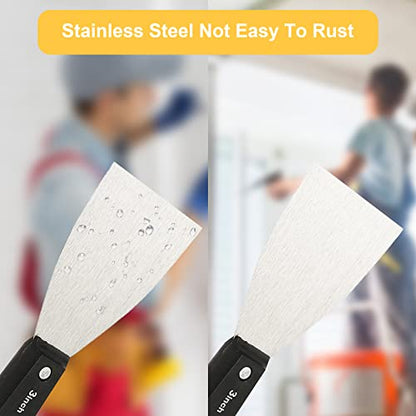 7 PCS Drywall Tools,Putty Knife Scraper Tool,Stainless Steel Paint Scraper Spackle Knife,Drywall Scraper Spackle Taping Knife for Spreading Mud, Taping,Repairing Wall.