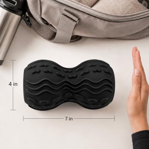Vibrating Peanut Massage Ball, 5-Speed Back & Neck Recovery Roller (Black) - color: Black