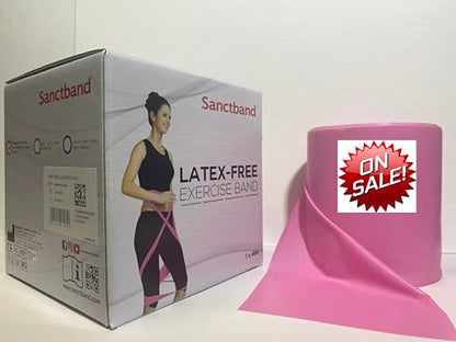 Non-Latex (Rose Level 1) Sanctband Resistance Bands 50 Yard /46 M Professional Latex Free Elastic Band for Upper & Lower Body & Core Exercise, Physical Therapy, Pilates, Workout, & Rehab