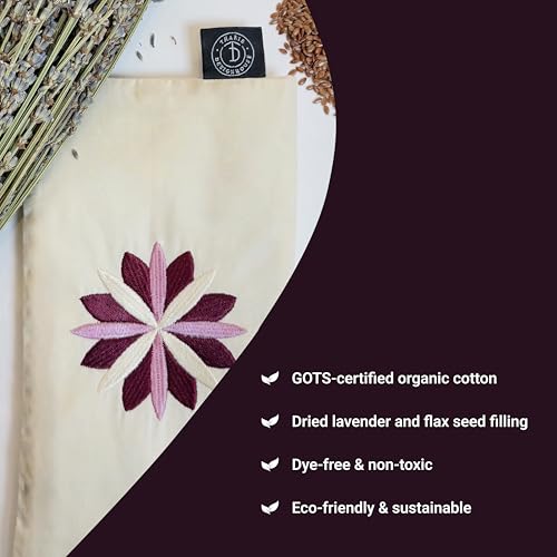 Tharie Organic Cotton Aromatherapy Eye Pillow with Flaxseed & Lavender, Hot & Cold Use, 23 x 13 cm