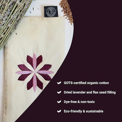 Tharie Organic Cotton Aromatherapy Eye Pillow with Flaxseed & Lavender, Hot & Cold Use, 23 x 13 cm