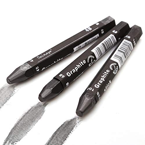 Graphite Stick Set - Water Soluble - 4B 6B 10B, Art Drawing Supplies for Sketch & Shading Pencils, Artist Sketching - 3 Pcs