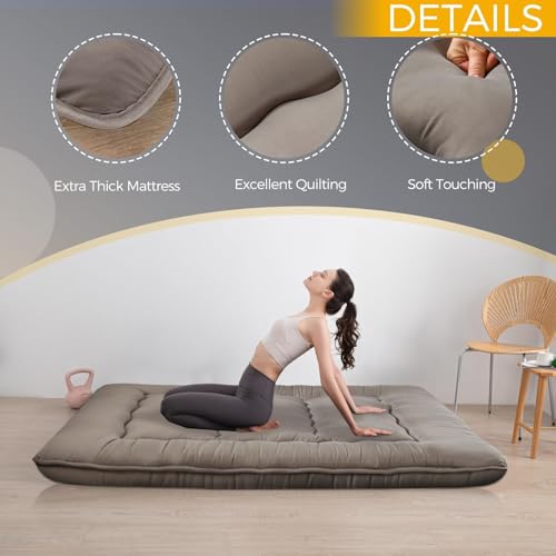 MAXYOYO 6" Extra Thick Japanese Floor Mattress Twin Folding Futon Mattress - color: Dark Grey, size: Twin