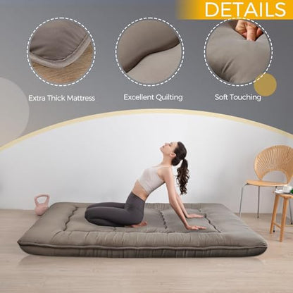 MAXYOYO 6" Extra Thick Japanese Floor Mattress Twin Folding Futon Mattress - color: Dark Grey, size: Twin